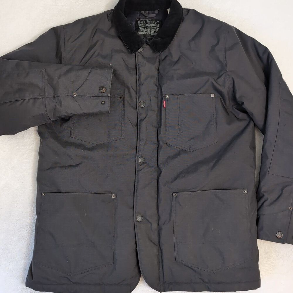 Levis Corduroy Thermore 200 Gram Nylon Plaid Liked Insulated Gray Jacket Mens Xl